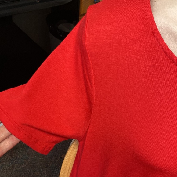 Zenana Callie lives NWT M RED FLARE POCKETS BUTTERY SOFT TEE SHIRT DRESS - Picture 6 of 6